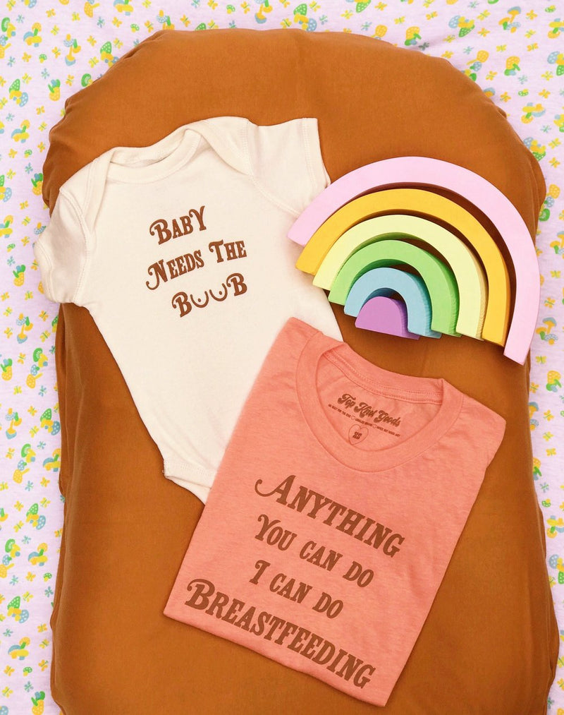 Two piece clothing set featuring a funny baby onesie and and an Adult t shirt
